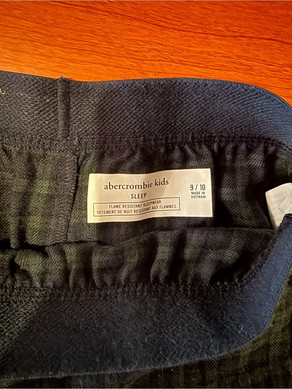 abercrombie kids navy & dark green plaid pajama set - long sleeve top & shorts
